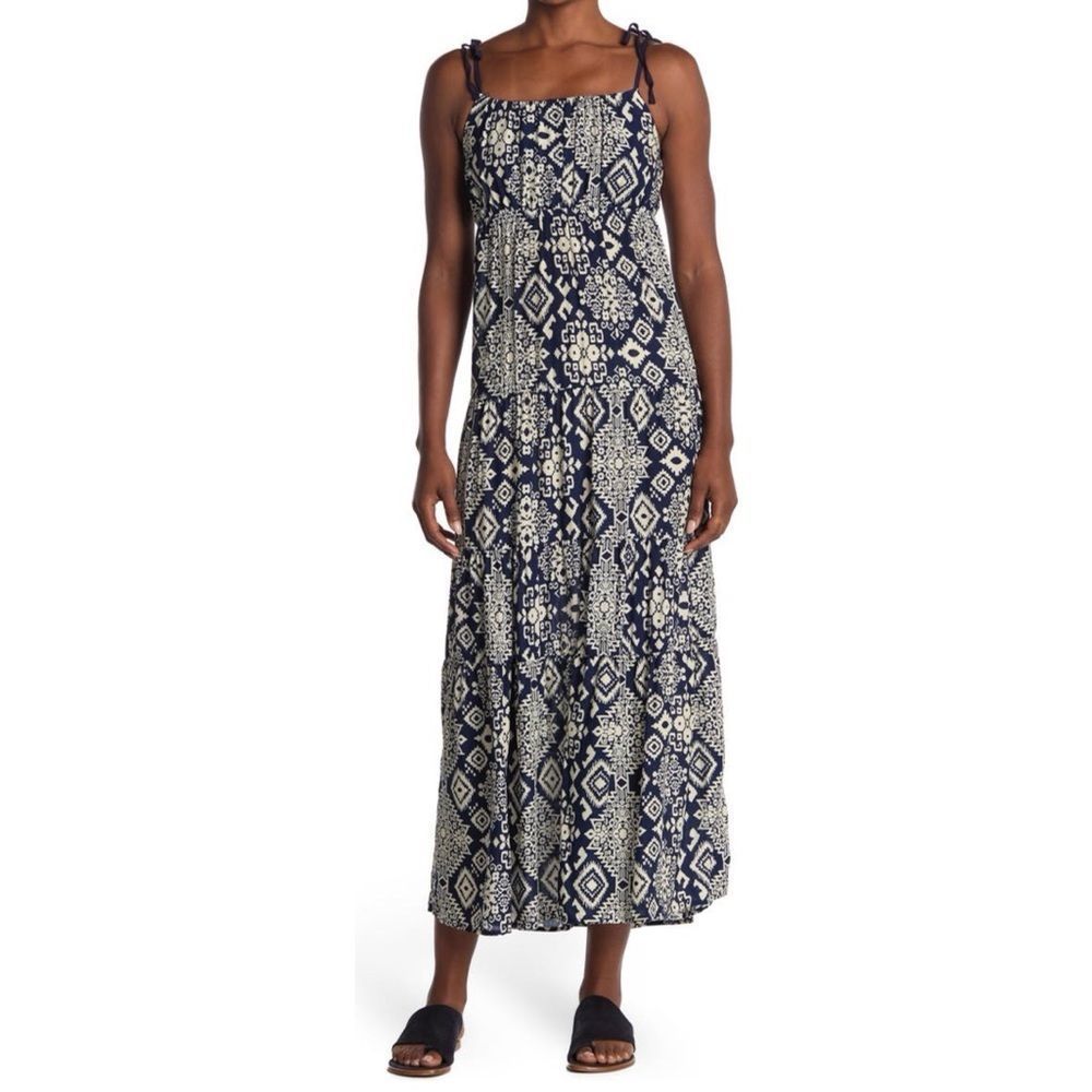LOVE…ADY Tie Strap Geo Printed Maxi Dress.Color:Navy Multi.Size:XS New with Tag!